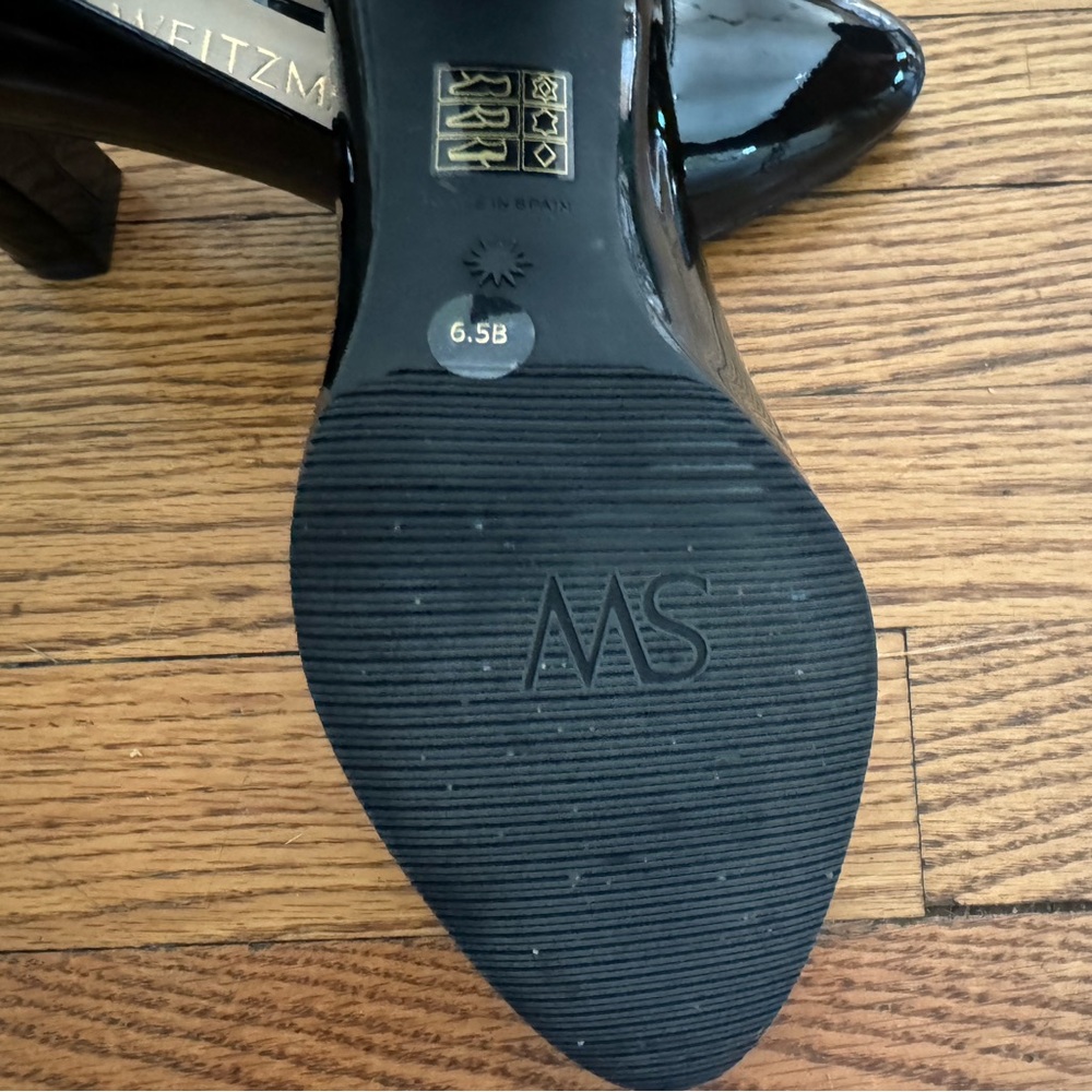 Stuart Weitzman black patent leather pumps